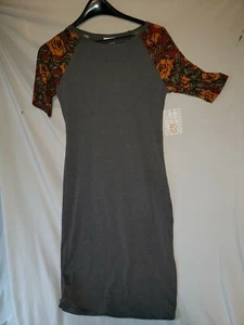 NWT Lularoe Julia Vestido Mujer XS Manga Corta Gris Camiseta Vestido Béisbol - Imagen 1 de 4