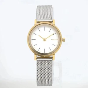 Skagen Hald Steel Yellow Gold-Tone White Dial Mesh Band Ladies Watch SKW2445 - Picture 1 of 3