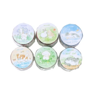 Cute Dogs Cats PET Adhesive Tape Scrapbooking Journal Card Decorative Stickers - Picture 1 of 17