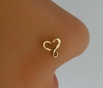  Heart Nose Stud Infinity 14k Gold Filled Tragus Cartilage Earring Post - Image 1 of 4