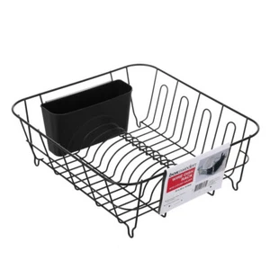 Boxsweden Wire 37cm x 33cm Dish Drying Rack w/ Cutlery/Utensil Holder Assorted - Picture 1 of 2