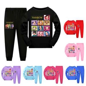 Nuovi vestiti alti arcobaleno bambini t-shirt pantaloni della tuta set 2 pezzi pigiama pigiama pigiama - Foto 1 di 31