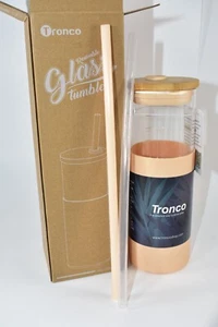 TRONCO 24 OZ GLAS BECHER MIT STROHHALMEN SILIKON SCHUTZHÜLLE - Bild 1 von 7