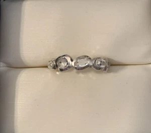 Anillo ajustable de cuarzo minimalista de plata de ley 7 8 9 10 - Imagen 1 de 5