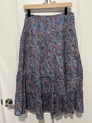 Falda Larga Chaps Capas Línea A Diseño Floral Cachemira Azul Rosa Talla Pequeña Boho Foto 1 de 4