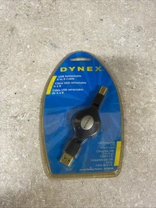 USB Retractable A to B USB Cord 4 Ft Dynex unopened package - Picture 1 of 5