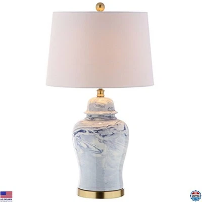 JONATHAN Y JYL3010A 26" Blue & White Ceramic LED Table Lamp with Bulb for Office - Image 1 of 4
