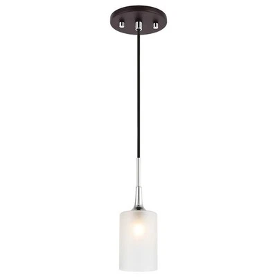 Mini colgante Woodbridge Lighting Chelsea 1Lt de vidrio en cromo/bronce/chorro de arena Foto 1 de 4
