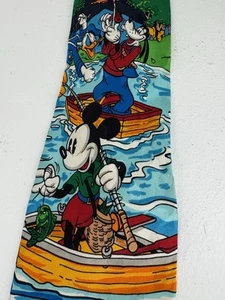Vintage Disney Neck Tie Mickey Mouse Goofy Donald Duck Boat Neckwear 100% Silk - Picture 1 of 12