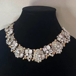 Statement Eye Candy Los Angeles AB Rhinestone Floral 18" Adj Wide Necklace - Picture 1 of 6