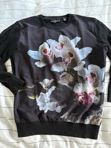 Ted Baker Stunning Summer Floral Print Front Jumper Size 1 UK 8 - Picture 1 of 6