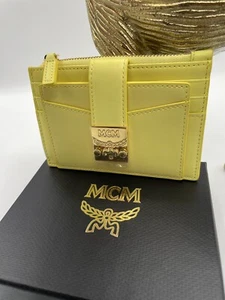 NWT MCM Patricia Zip Card Case, Wallet Yellow With Gold logo MSRP $335 - Picture 1 of 11