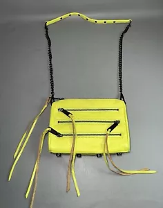 Rebecca Minkoff Mini 4 Zip Crossbody Bag Genuine Leather - Bright Capri Yellow - Picture 1 of 19