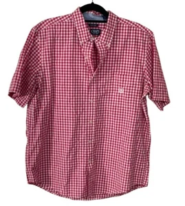 Chaps Button Down Hemd Herren Kurzarm Rosa Gingham L Large Pflegeleicht - Bild 1 von 8