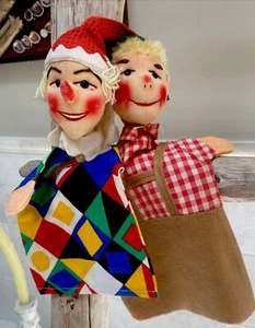 Vintage Kersa Hand Puppet Set Germany Felt Faces: Seppl & Kasper Pre-Loved - Picture 1 of 7