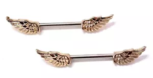 Nippel-PAAR-Flügel Gold IP 14 Stärke 5/8" Stahl Langhanteln - Bild 1 von 4