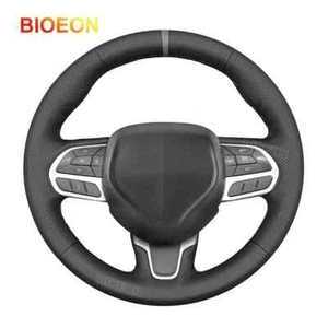 Cubierta de volante de cuero artificial PU negra para Chrysler 300 Pacifica 2018- - Imagen 1 de 25