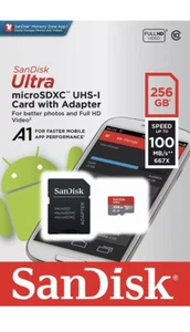 SanDisk ULTRA 256 GB Micro SD Card SDXC Memory Card C10 A1 UHS-I 1080p Full HD - Picture 1 of 5