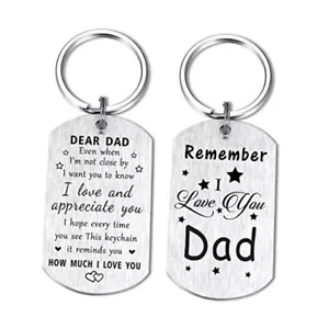 Dad Birthday Keychain for Dad - Remember I Love You Dad Gifts, Silver Dad - Picture 1 of 7