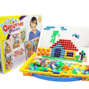 Pegboard Peg Board Jigsaw Mosaic Puzzle Toys Mushroom Nails Children For Age 3+ - Picture 1 of 12