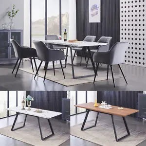 4/6 Seater Extendable Dining Table | Wooden/Marble effect Top | Metal Legs - Picture 1 of 25
