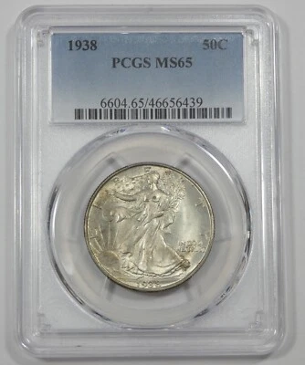 1938 Walking Liberty Half Dollar CERTIFIED PCGS MS 65 Silver 50c - Image 1 of 4
