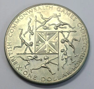 NEW ZEALAND ONE DOLLAR 1974 - BRITISH GAMES CHRISTCHURCH - OLD COIN - Picture 1 of 2