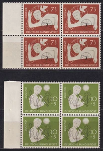 BUND 1956 NR. 232 + 233 ** RAND 4ER BLÖCKE - MICHEL 40 € - BITTE ANSEHEN :-) - Bild 1 von 1