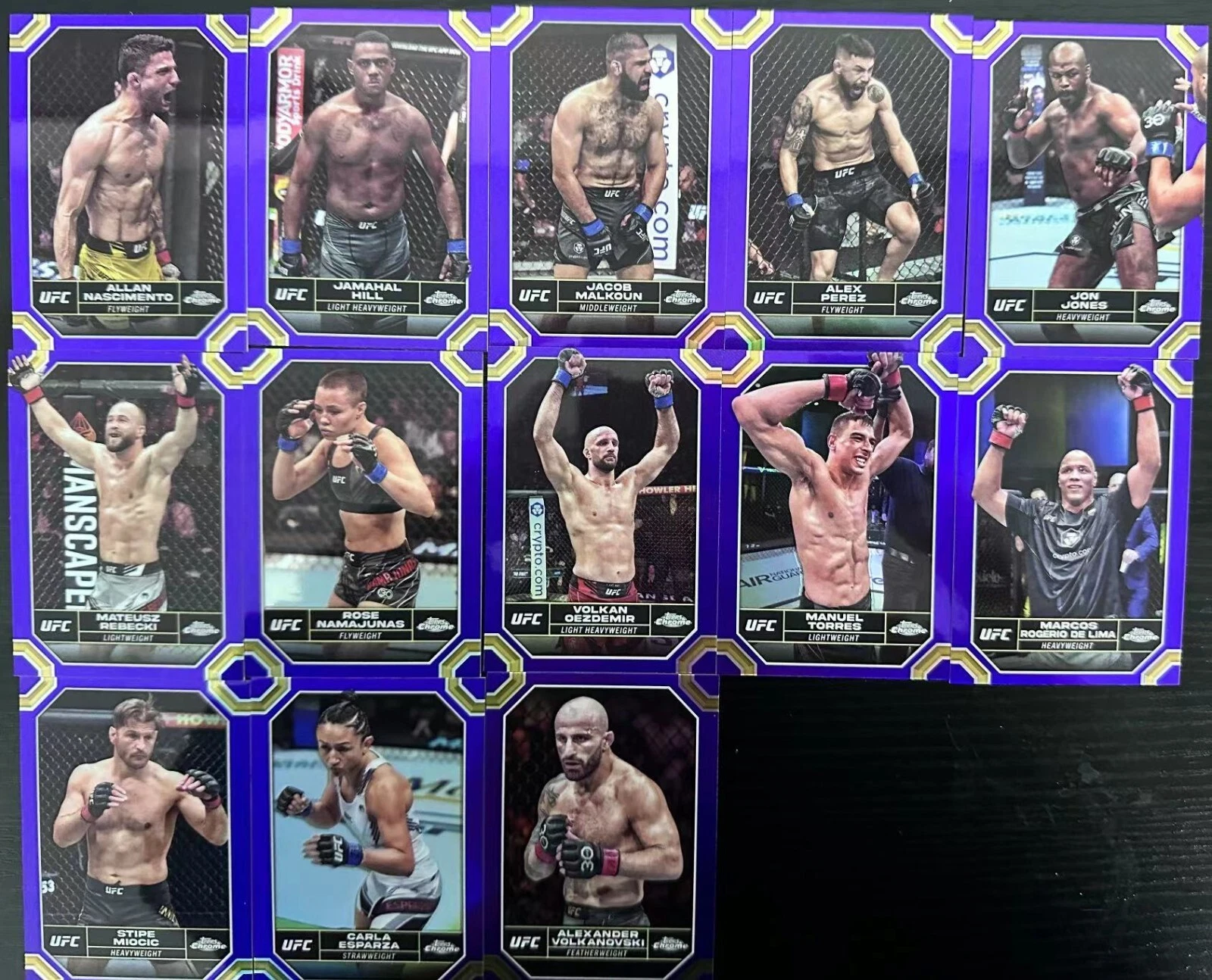 2024 Topps Chrome UFC Namajunas Miocic Perez Jones Purple Refractor 13Lots DHT