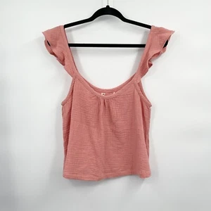 Marine Layer Jude Flutter Tank Top Size M Pink 100% Cotton Gauze Lightweight - Picture 1 of 8