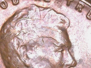 1955P Lincoln Wheat Cent Major Cracked Skull- Die Crack & Die Chip Errors - Picture 1 of 6