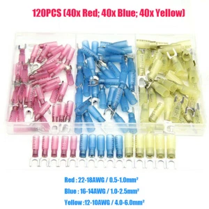 120X Wire Connectors Heat Shrink Electrical Crimp Automotive Ring Terminals Set - Picture 1 of 8
