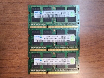 (LOT OF 3) SAMSUNG 4GB 2Rx8 PC3 12800S DDR3 LAPTOP MEMORY RAM M471B5273DH0-CK0 - Image 1 of 2