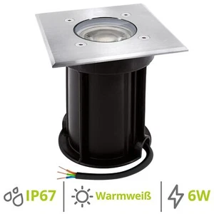 LED Bodeneinbaustrahler außen 230V IP67 Gartenstrahler eckig GU10 6W warmweiß - Bild 1 von 7