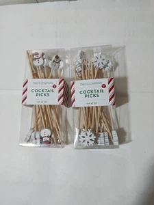 40 PCS Christmas Cocktail or Fruit Picks Disposable Bamboo Snowman Snowflakes - Picture 1 of 6