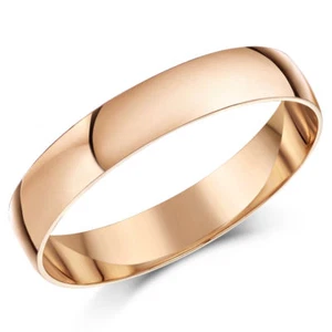 9ct Rose Gold Ring Light Weight D Shaped Wedding Band 4mm Men's Ladies Ring - Picture 1 of 2