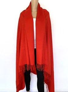 NWT! NEW! Cashmere Wool 53"x70.5" Red Shawl Wrap Poncho Outwear Scotland - Picture 1 of 8