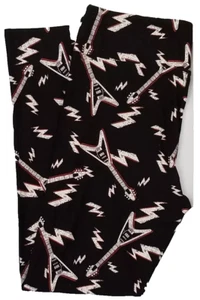OS Lularoe Leggings Music Rock & Roll Guitar Heavy Metal NWT 49408 - Picture 1 of 4