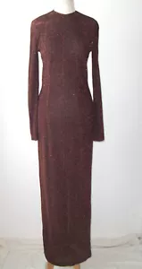 Maxi Vestido Largo DRIES VAN NOTEN Vintage Cobre Oscuro Metálico 40 8 - Imagen 1 de 4
