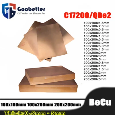 Beryllium Bronze Sheet Plate Thickness 0.5mm 0.8mm -5mm BeCu C17200 Metal Panel - image 1 of 4