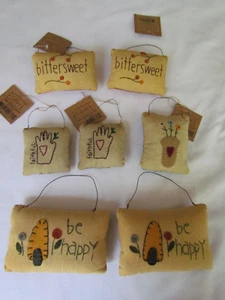 Primitive Kissen Ornamente - Konvolut 7 Stück Be Happy Bittersweet Hand/Herz NEU - Bild 1 von 8