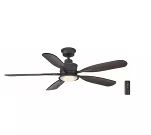 Hampton Bay Fallsburg 52" Integrated LED Indoor/Outdoor Natural Iron Ceiling Fan - Picture 1 of 3