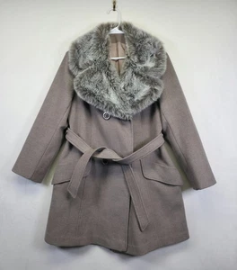 Cappotto vintage Beekman Place Pea donna M lana tortora pelliccia sintetica vecchi soldi senza tempo - Foto 1 di 20