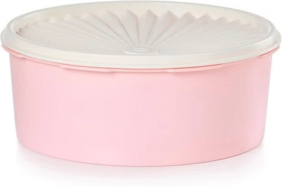 New Tupperware Heritage Cookie Canister 8 Cups Pink with White  Servalier Seal - Image 1 of 4