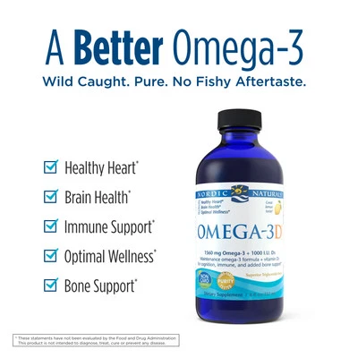 Líquido Omega-3D Nordic Naturals - Apoyo cognitivo, inmunológico y óseo, 8 oz Foto 1 de 2