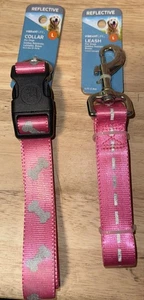 Vibrant Life Reflective Large Pink Dog Leash & Collar Neck Size 15-26 Inches-NEW - Picture 1 of 6