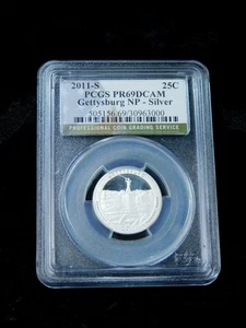 2011-S 25c Proof Gettysburg Silver Quarter - PCGS PR69DCAM Silver - Picture 1 of 4