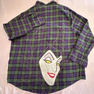 Camisa Disney Cakeworthy para mujer grande púrpura verde franela maléfica Foto 1 de 4