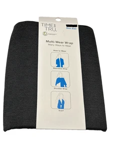 time & tru womens multi wear wrap shawl ONE SIZE osfm new with tags dark gray - Picture 1 of 2