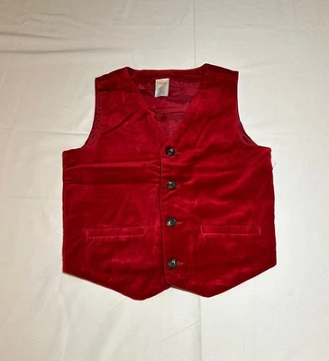 Chaleco de Terciopelo Rojo Gymboree Niños Vacaciones Navidad Nuevo con Etiquetas Ocasiones Especiales Foto 1 de 4